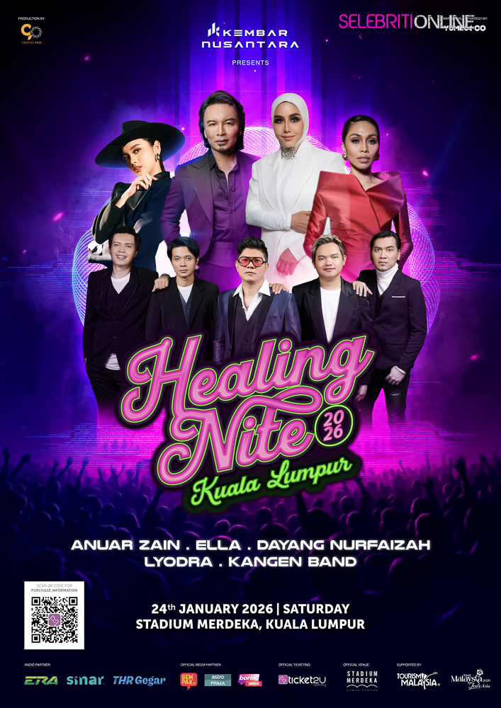 Healing Night 2026 menampilkan Ella, Anuar Zain, Dayang Nurfaizah, Kangen Band dan Lyodra di Stadium Merdeka.