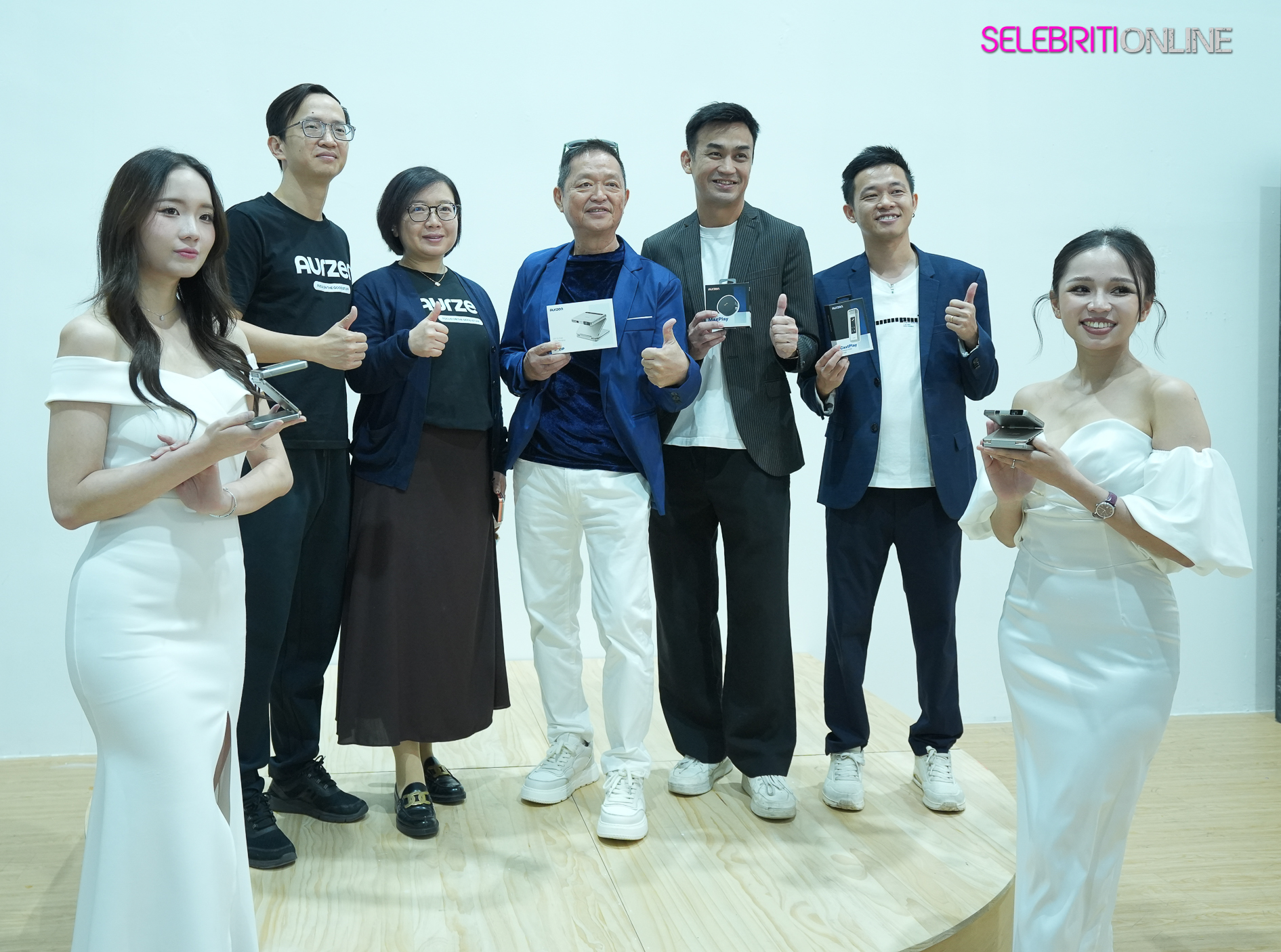 projektor aurzen zip reka bentuk tiga lipatan