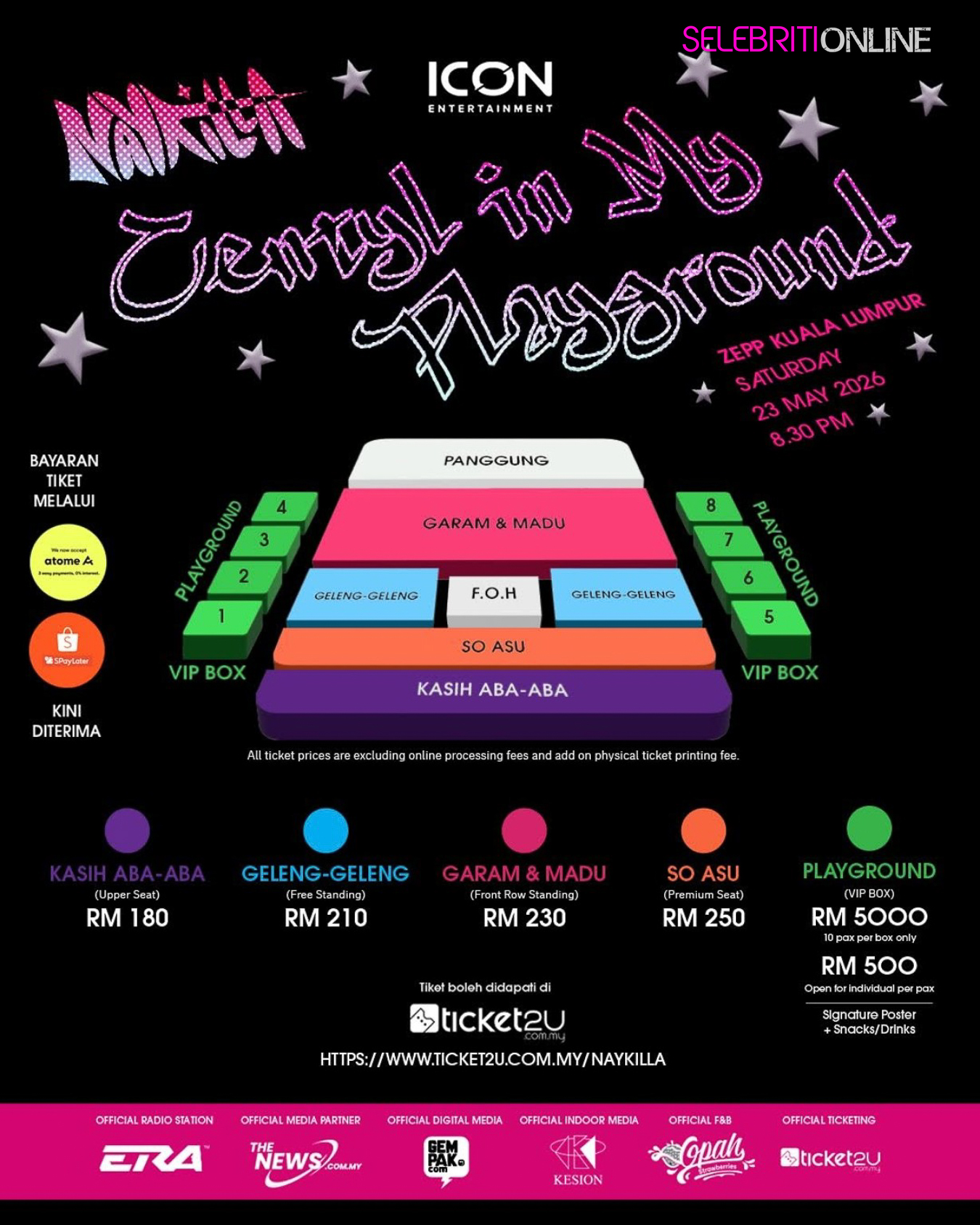 Poster rasmi konsert Naykilla “CentyL in My Playground” di Zepp Kuala Lumpur pada 23 Mei 2026.
