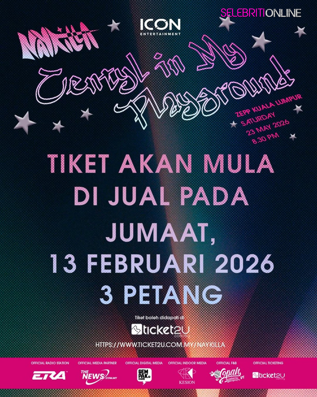 Poster rasmi konsert Naykilla “CentyL in My Playground” di Zepp Kuala Lumpur pada 23 Mei 2026.