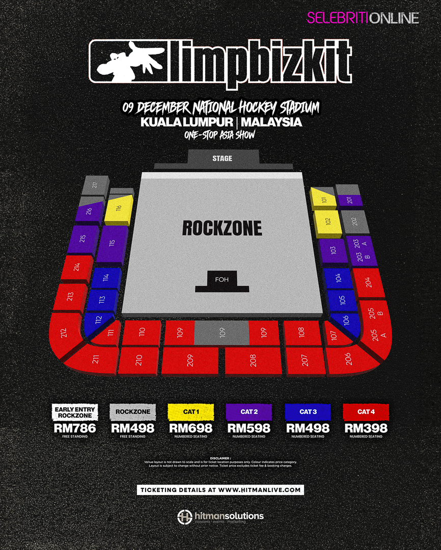 Limp Bizkit membuat konsert pertama di Malaysia pada 9 Disember 2026 di Stadium Hoki Nasional Kuala Lumpur.