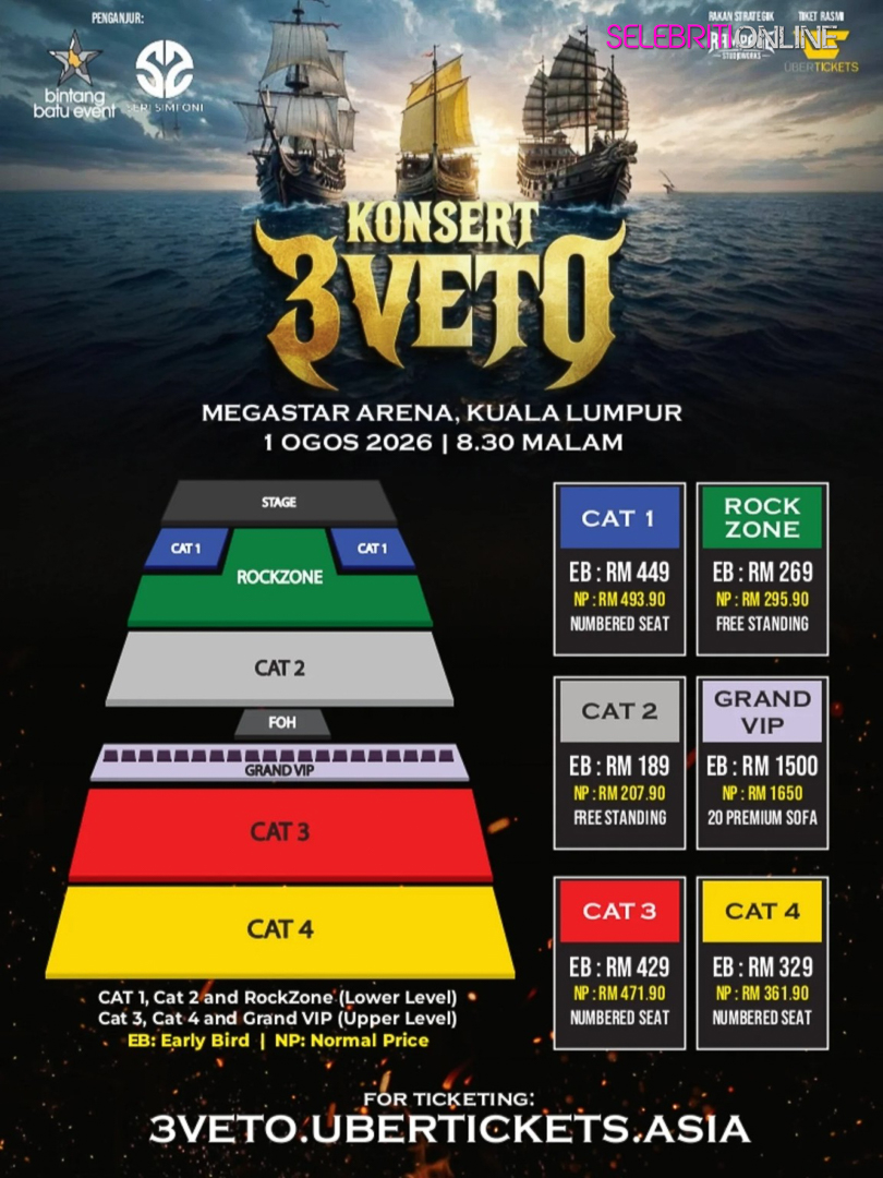 Konsert 3 Veto menampilkan Search, Wings dan XPDC di MegaStar Arena Kuala Lumpur.