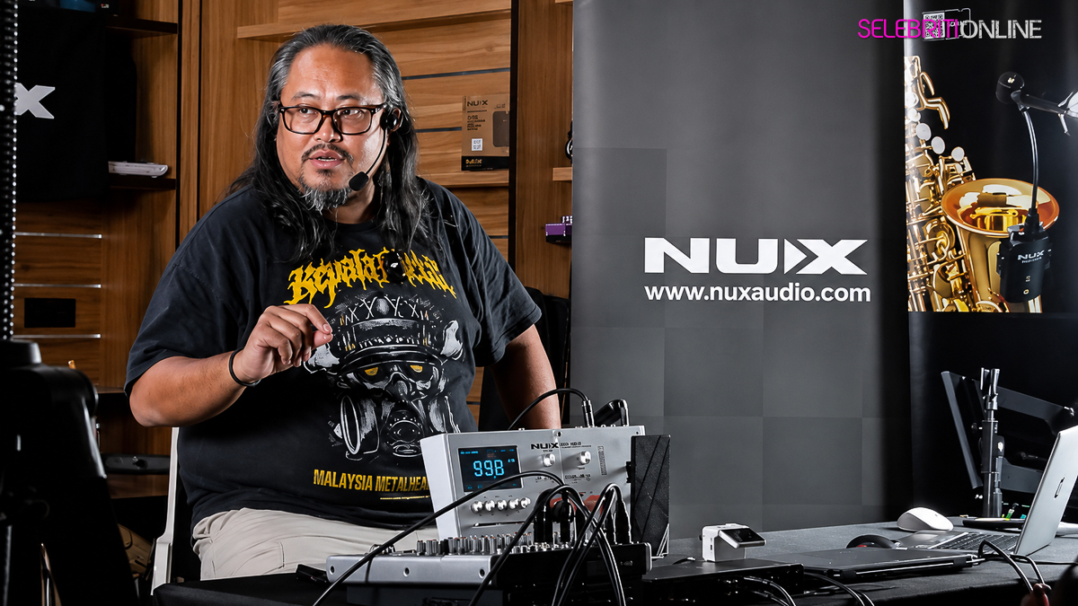 Shah Sidious berkongsi ilmu gitar pada Gear Nerds Meetup Vol. 2 di Pulau Pinang.